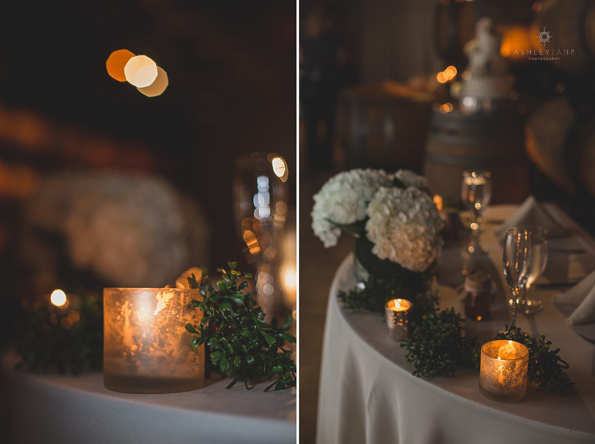 close up details of sweetheart rustic table