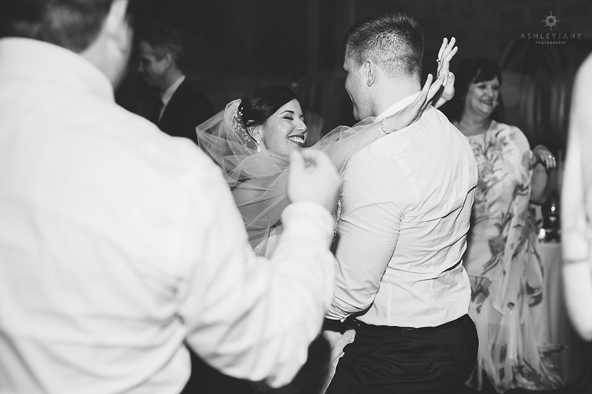 bride and groom dancing having fun during their reception