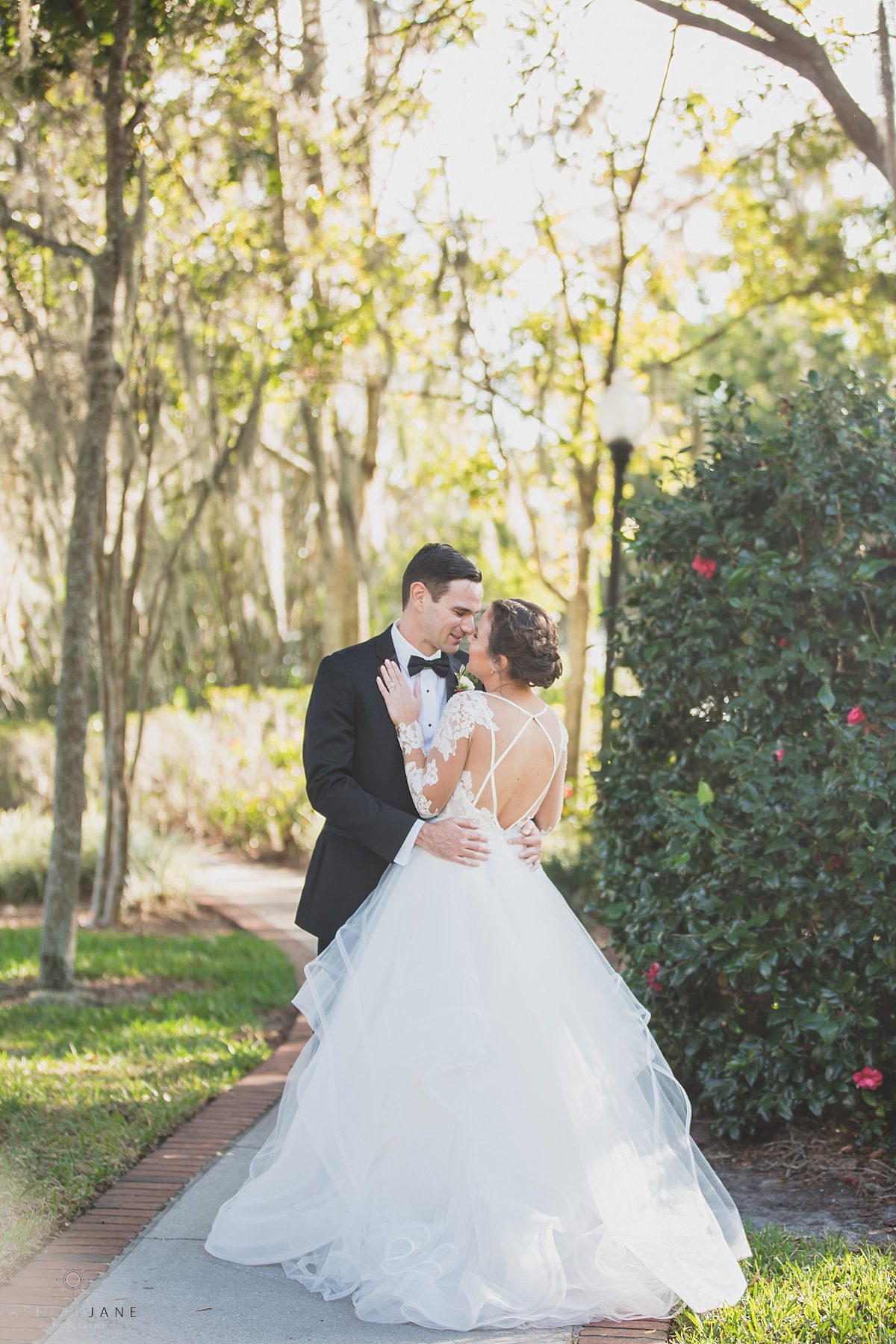 Elegant Rustic Cypress Grove Estate House Wedding | Bride and groom first look garden shot by orlando wedding photographer