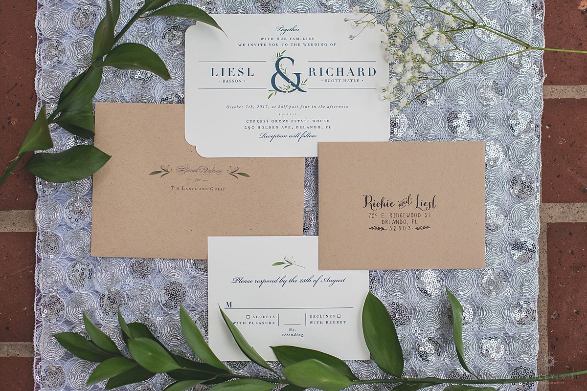 Rustic Chic invitation suite for Southern Estate House Wedding shot by orlando wedding photographer