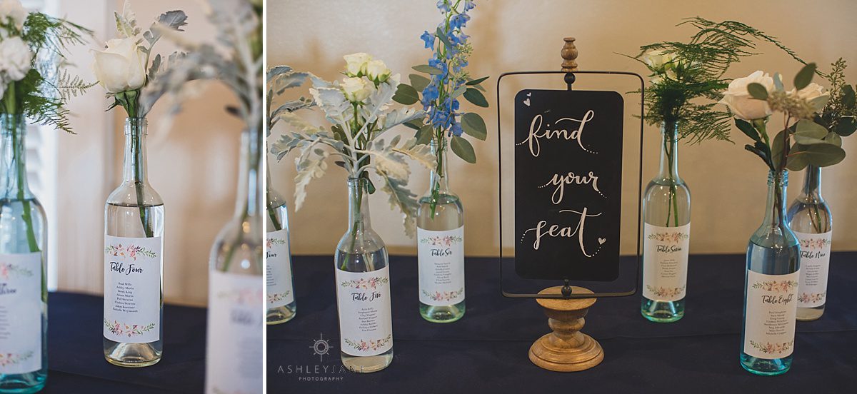 Labeled bottle table numbers for Southern Estate House Wedding shot by orlando wedding photographer