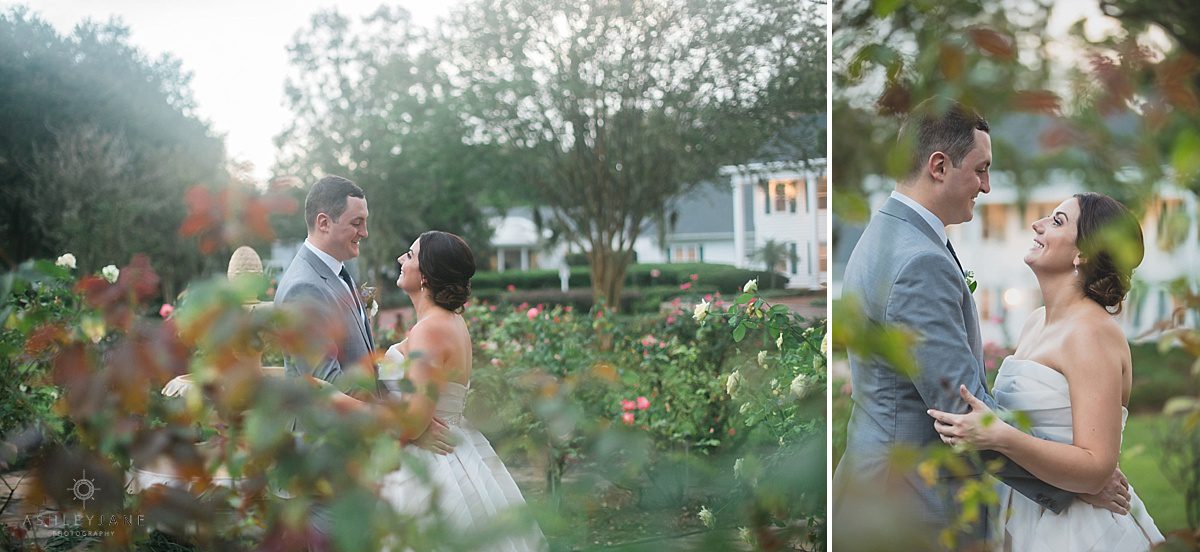 Bride and groom shots in the garden of Cypress Grove Estate House perfect for their Southern Estate House Wedding
