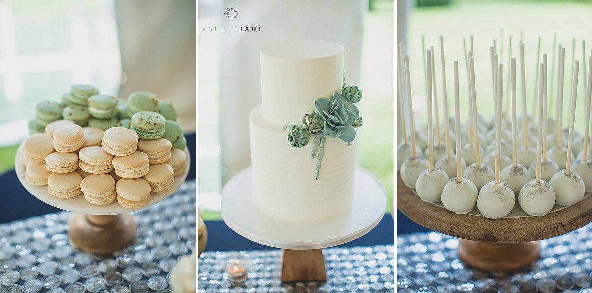 Chic sweet table and cake table with succulent sugar flower for Southern Estate House Wedding shot by Orlando Wedding Photographer