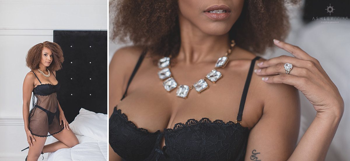 Boudoir model in black lace and mesh teddy shot by Orlando Boudoir Photographer