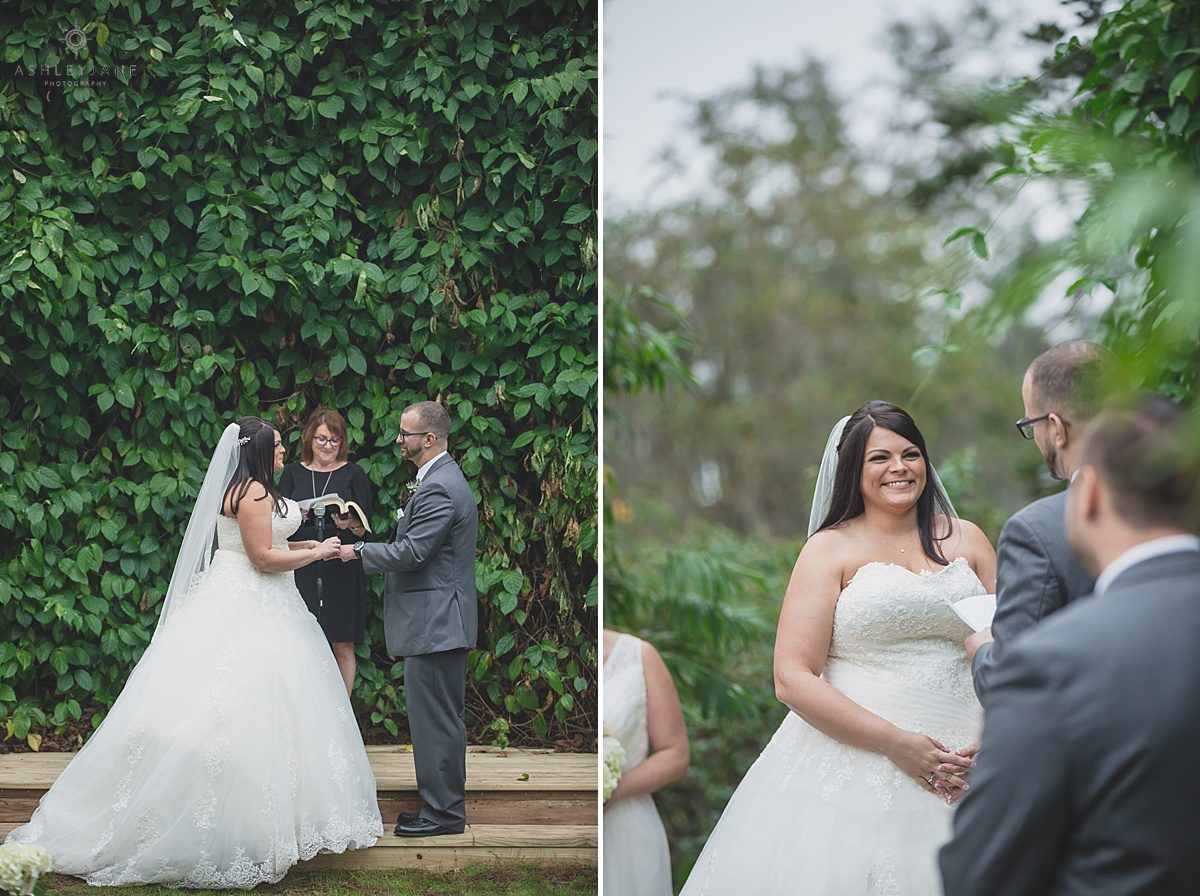 Bride and groom at the altar during their wedding ceremony shot by orlando wedding photographer