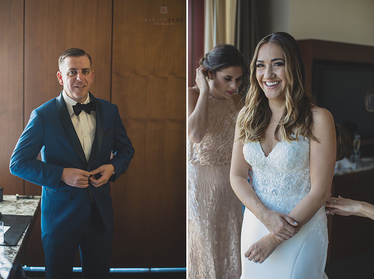 Bride and groom getting ready before their wedding day shot by orlando wedding photographer