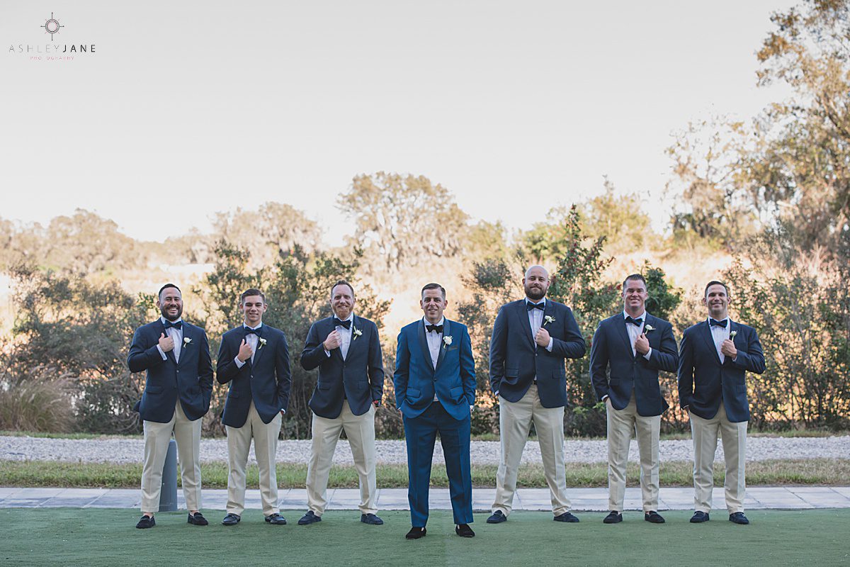 Shot of groom and his groomsmen at the Clubhouse at Streamsong Red shot by orlando wedding photographer